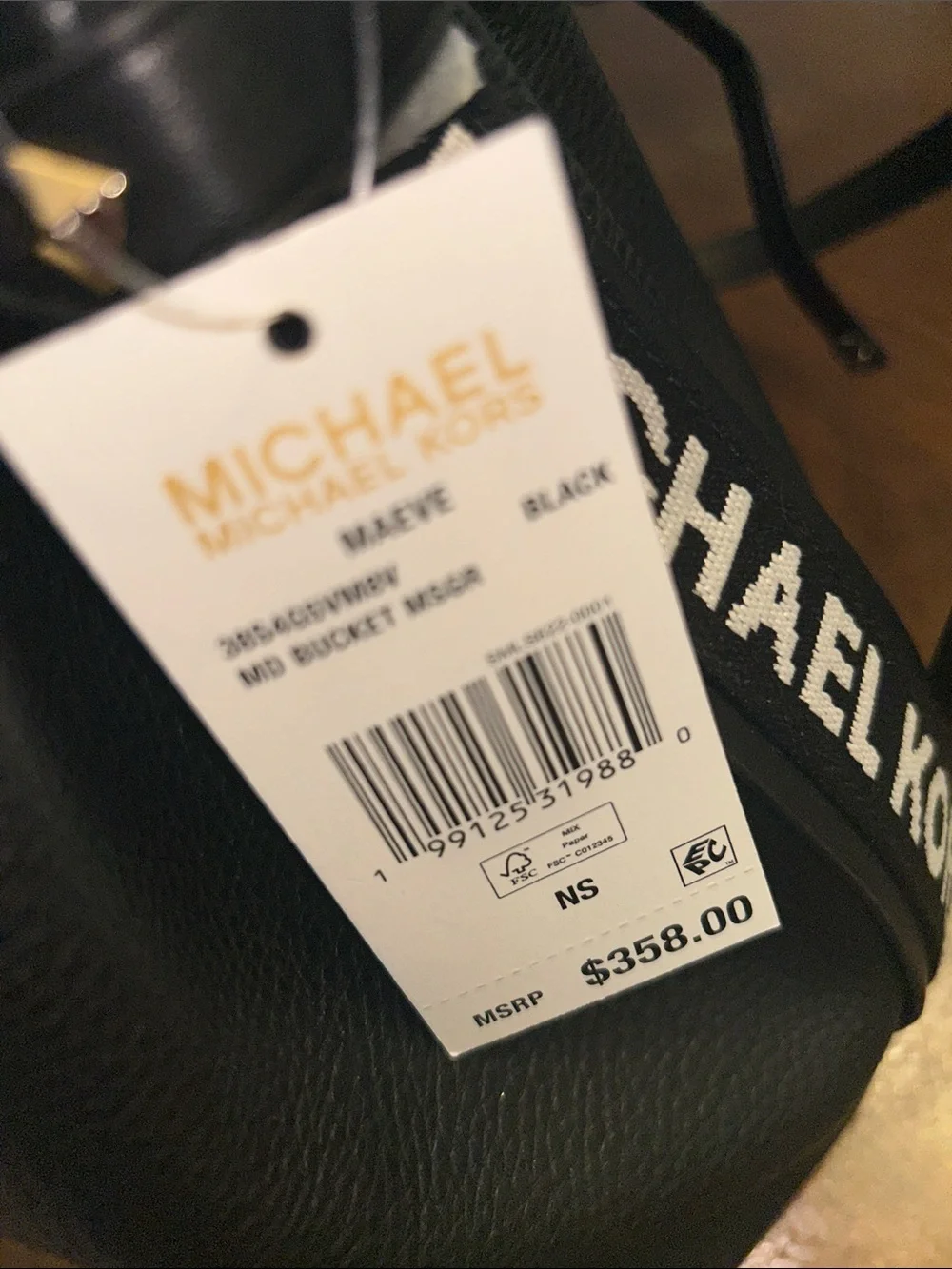 Michael Kors Black Pebbled Leather Bucket Crossbody with Gold Hardware